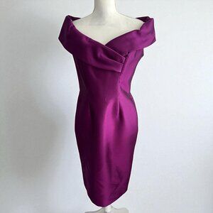 CATHERINE REGEHR Purple Off The Shoulder Cocktail Dress Size Medium